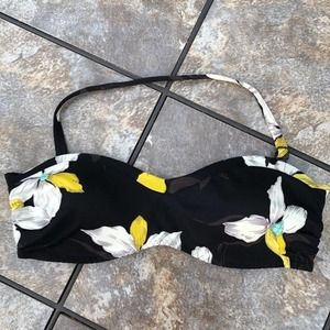 Lands' End 38C/40B Black Floral Orchid Bikini Top 🌸